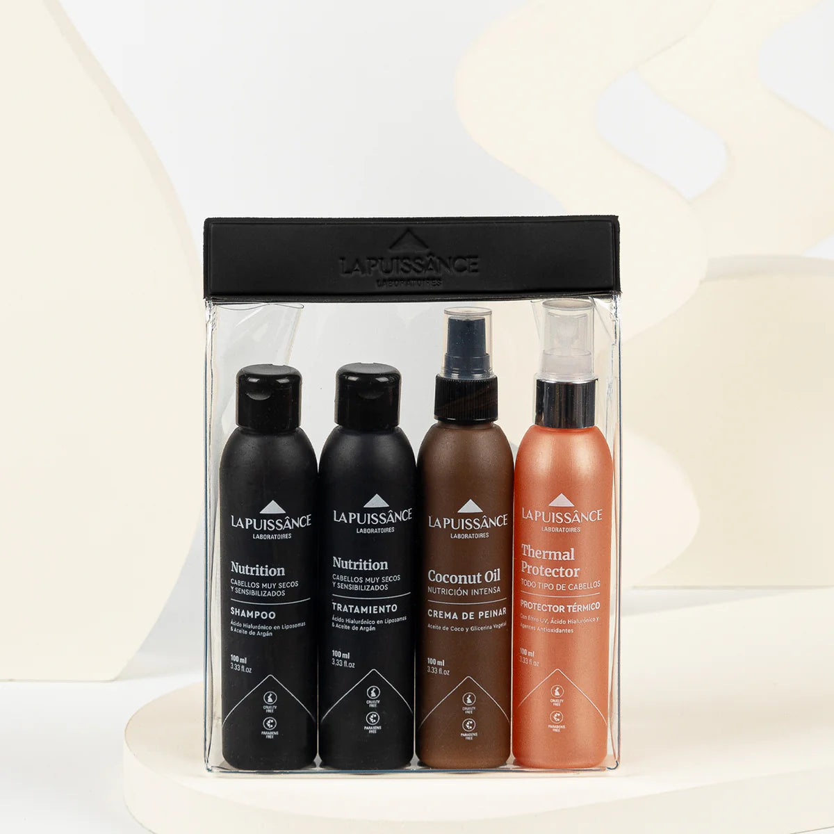 🧴 La Puissance Kit Travel (Shampoo + Tratamiento + Crema de Peinar + Protector Térmico)